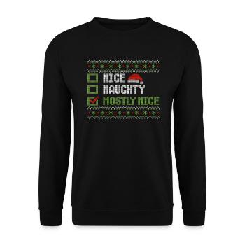 Noël Humour Drôle Gentil Coquine Plutôt Gentil - Sweat-shirt Unisexe - noir - Devant - Alina (178cm) & Michal (187cm)