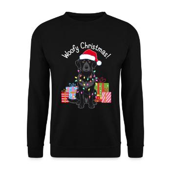 Hund Weihnachten lustig Labrador Lichterkette - Unisex Pullover - Schwarz - Vorne - Alina (178cm) & Michal (187cm)