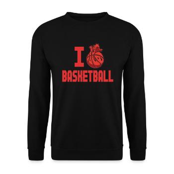 Ich Liebe Basketball Basketballer Geschenkidee - Unisex Pullover - Schwarz - Vorne - Alina (178cm) & Michal (187cm)