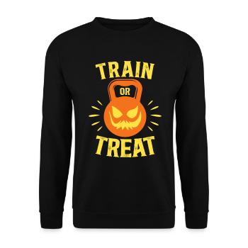Train Or Treat Sports Bodybuilding Sport Halloween - Unisex Sweatshirt - black - Front - Alina (178cm) & Michal (187cm)