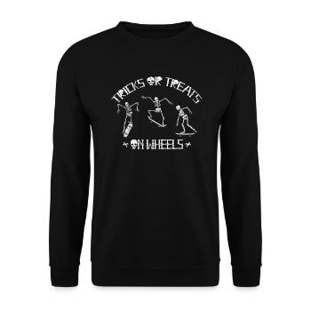 Halloween Skateboard Tricks Or Treats On Wheels - Unisex Pullover - Schwarz - Vorne - Alina (178cm) & Michal (187cm)