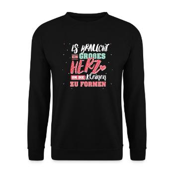 Landwirt Shirt-Großes Herz - Unisex Pullover - Schwarz - Vorne - Alina (178cm) & Michal (187cm)