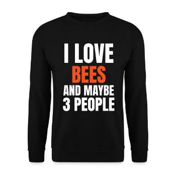 Ich liebe Bienen und vielleicht 3 Leute lustig - Unisex Pullover - Schwarz - Vorne - Alina (178cm) & Michal (187cm)
