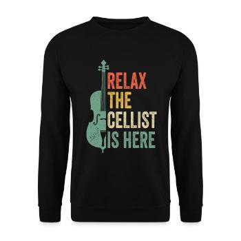 Détendez-vous Le violoncelliste est ici Violoncelliste - Sweat-shirt Unisexe - noir - Devant - Alina (178cm) & Michal (187cm)