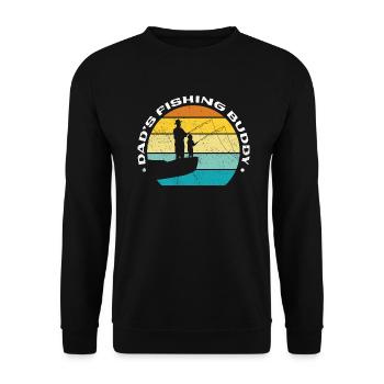 Angeln Angler Vater Sohn Dad's Fishing Buddy - Unisex Pullover - Schwarz - Vorne - Alina (178cm) & Michal (187cm)