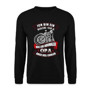 Biker Opa Motorrad fahren - Unisex Pullover - Schwarz - Vorne - Alina (178cm) & Michal (187cm)