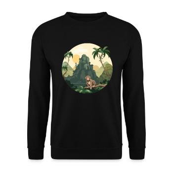 Monkey Monkey Monkey Jungle Nature Palm Mountains - Unisex Sweatshirt - black - Front - Alina (178cm) & Michal (187cm)