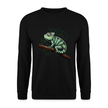Chameleon Branch Reptiles - Unisex Sweatshirt - black - Front - Alina (178cm) & Michal (187cm)