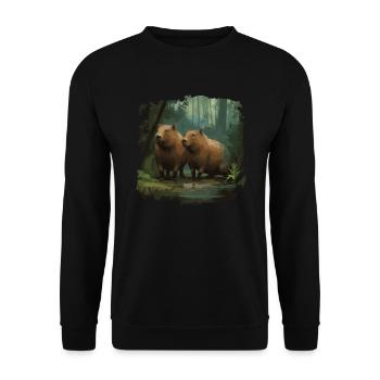 Capybaras capybara - Sweat-shirt Unisexe - noir - Devant - Alina (178cm) & Michal (187cm)
