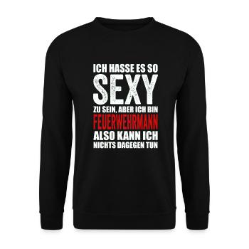Pompier - Sweat-shirt Unisexe - noir - Devant - Alina (178cm) & Michal (187cm)