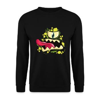 Monster Gesicht - Unisex Pullover - Schwarz - Vorne - Alina (178cm) & Michal (187cm)