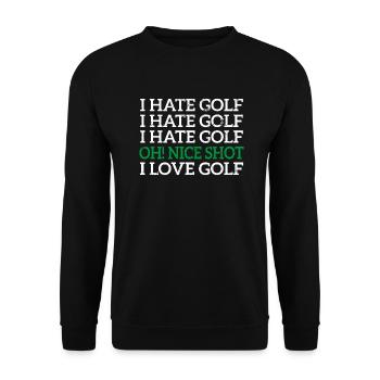 Golfer Golf - Unisex Pullover - Schwarz - Vorne - Alina (178cm) & Michal (187cm)