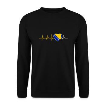 BOSNIA HEARTBEAT HERZEGOVINA BALKAN GIFT - Unisex Sweatshirt - black - Front - Alina (178cm) & Michal (187cm)