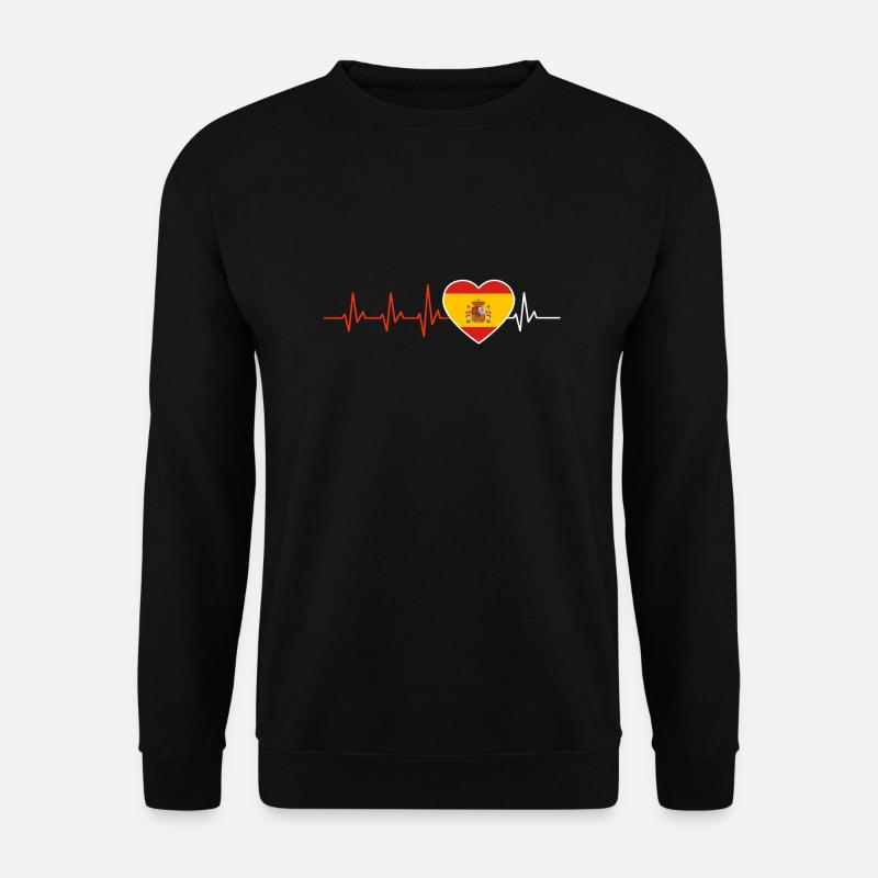 HERZSCHLAG SPANIEN SPANISCH EKG FLAGGE GESCHENK - Unisex Pullover - Schwarz