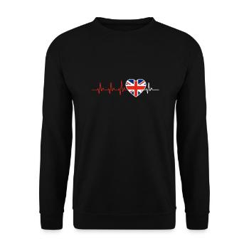 HEARTBEAT UNITED KINGDOM FLAG GIFT - Unisex Sweatshirt - black - Front - Alina (178cm) & Michal (187cm)