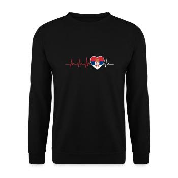 HEARTBEAT SERBIA BALKAN EKG FLAG GIFT - Unisex Sweatshirt - black - Front - Alina (178cm) & Michal (187cm)