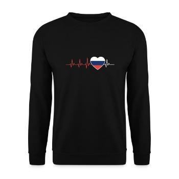 HEART COUNTRY RUSSIAN ECG FLAGGE GIFT - Unisex Sweatshirt - black - Front - Alina (178cm) & Michal (187cm)
