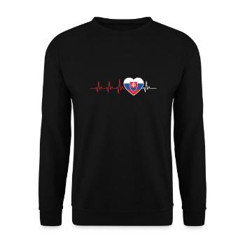 HEART BEAT SLOVAKIA SLOWAKISCH ECG FLAGGE GIFT - Unisex Sweatshirt - black - Front - Alina (178cm) & Michal (187cm)