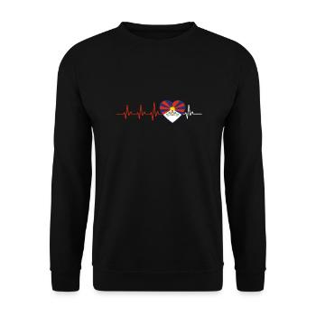 HEARTBEAT TIBET TIBETAN FLAG LOVE GIFT - Unisex Sweatshirt - black - Front - Alina (178cm) & Michal (187cm)