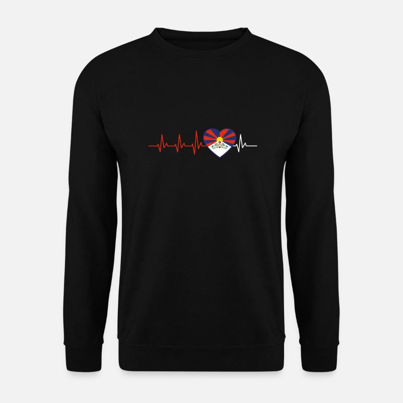 HERZSCHLAG TIBET TIBETISCH FLAGGE LIEBE GESCHENK - Unisex Pullover - Schwarz