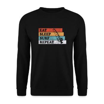 EAT SLEEP SURF REPEAT WINDSURFEN SURFER GIFT - Unisex Sweatshirt - black - Front - Alina (178cm) & Michal (187cm)