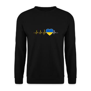 HEART BEAT UKRAINE UKRAINISCH ECG FLAGGE GIFT - Unisex Sweatshirt - black - Front - Alina (178cm) & Michal (187cm)