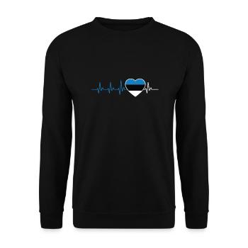 HERZSCHLAG ESTLAND BALTIKUM EKG FLAGGE GESCHENK - Unisex Pullover - Schwarz - Vorne - Alina (178cm) & Michal (187cm)