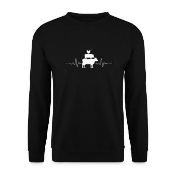 HERZSCHLAG LANDWIRT BAUERNHOF TIERE BAUER GESCHENK - Unisex Pullover - Schwarz - Vorne - Alina (178cm) & Michal (187cm)