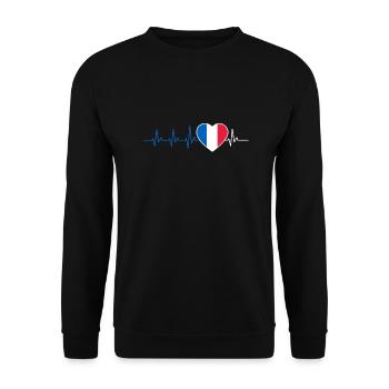 FRANKREICH HERZSCHLAG FRANZÖSISCHE FLAGGE GESCHENK - Unisex Pullover - Schwarz - Vorne - Alina (178cm) & Michal (187cm)