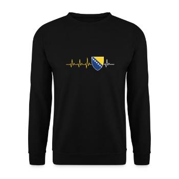 BOSNIA FLAGGE HEART STROKE BOSNA BALKAN GIFT - Unisex Sweatshirt - black - Front - Alina (178cm) & Michal (187cm)