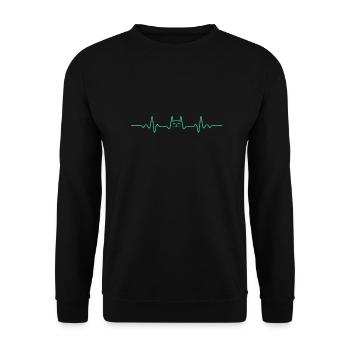 COEUR CHAT CHATS ECG VISAGE DE CHAT CADEAU - Sweat-shirt Unisexe - noir - Devant - Alina (178cm) & Michal (187cm)
