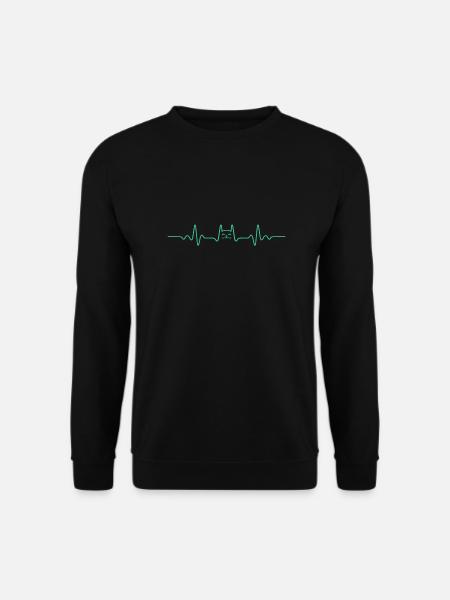 HERZSCHLAG KATZE KATZEN EKG KATZENGESICHT GESCHENK - Unisex Pullover - Schwarz