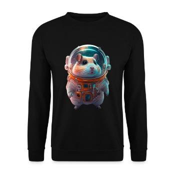 Hamster Astronaut Raumanzug - Unisex Pullover - Schwarz - Vorne - Alina (178cm) & Michal (187cm)