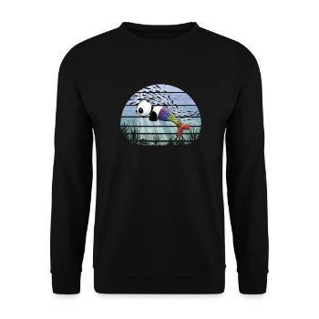 Fantasy Underwater Kawaii Panda Mermaid - Unisex Sweatshirt - black - Front - Alina (178cm) & Michal (187cm)