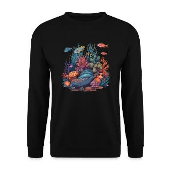 Fish Corals Sea Ocean Marine Life Animals - Unisex Sweatshirt - black - Front - Alina (178cm) & Michal (187cm)