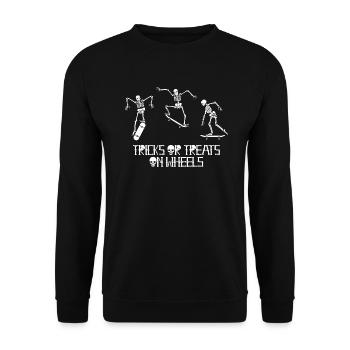 Halloween Skateboard Tricks Or Treats On Wheels - Unisex Pullover - Schwarz - Vorne - Alina (178cm) & Michal (187cm)