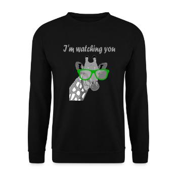 I´m watching you Giraffe Sonnenbrille Geschenk - Unisex Pullover - Schwarz - Vorne - Alina (178cm) & Michal (187cm)