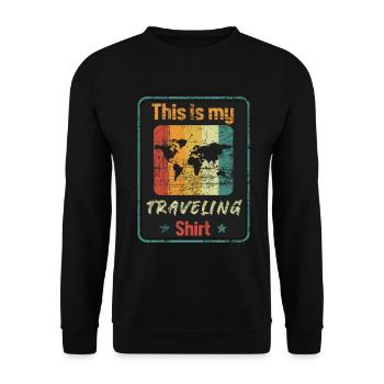 This is my Traveling Shirt - Unisex Pullover - Schwarz - Vorne - Alina (178cm) & Michal (187cm)