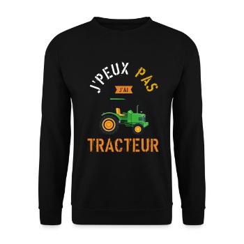 J'Peux Pas J'Ai Tracteur cadeau humour - Sweat-shirt Unisexe - noir - Devant - Alina (178cm) & Michal (187cm)
