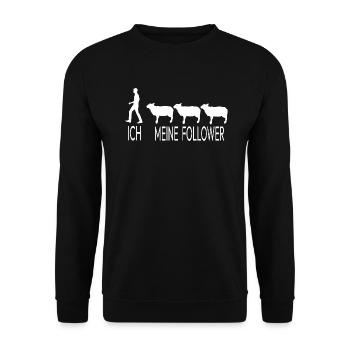 Ich Meine Follower Landwirt Bauer Schafzüchter - Unisex Pullover - Schwarz - Vorne - Alina (178cm) & Michal (187cm)