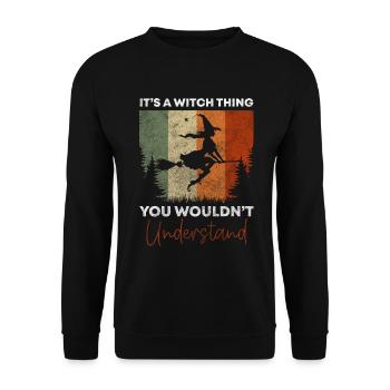 Witch Witch’s Broom Magic Mystique - Sweat-shirt Unisexe - noir - Devant - Alina (178cm) & Michal (187cm)