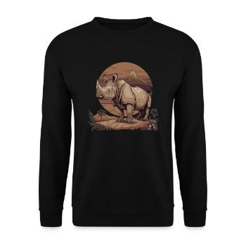Rhino Rhino Rhinoceros Africa - Unisex Sweatshirt - black - Front - Alina (178cm) & Michal (187cm)