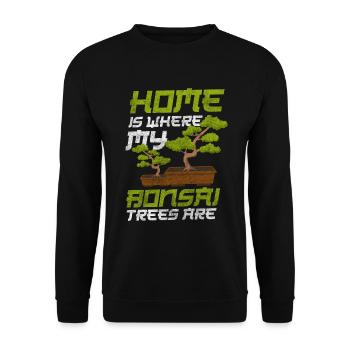 Bonsai Yoga Relaxation Nature - Unisex Sweatshirt - black - Front - Alina (178cm) & Michal (187cm)
