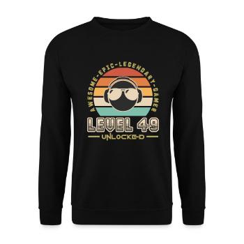 Level 49 - Unisex Sweatshirt - black - Front - Alina (178cm) & Michal (187cm)