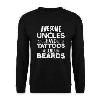 Tatouages et barbes Funny Badass Oncles - Sweat-shirt Unisexe - noir - Devant - Alina (178cm) & Michal (187cm)