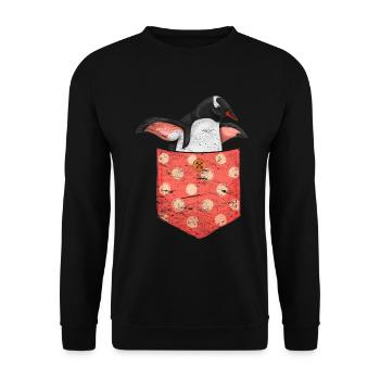 Zoo Animal Gift Cute Chest Bag Penguin - Unisex Sweatshirt - black - Front - Alina (178cm) & Michal (187cm)