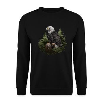 Forêt animale d’aigle à tête blanche - Sweat-shirt Unisexe - noir - Devant - Alina (178cm) & Michal (187cm)