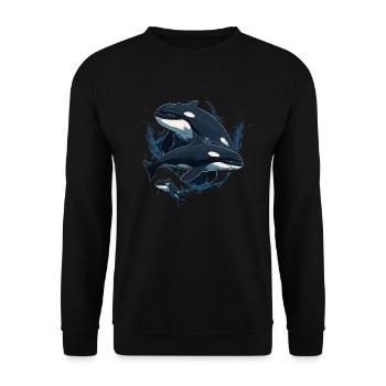 Orka Wal Killerwal Schwertwal Familie - Unisex Pullover - Schwarz - Vorne - Alina (178cm) & Michal (187cm)
