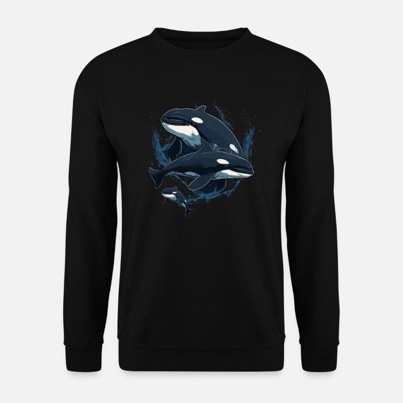 Orka Wal Killerwal Schwertwal Familie - Unisex Pullover - Schwarz