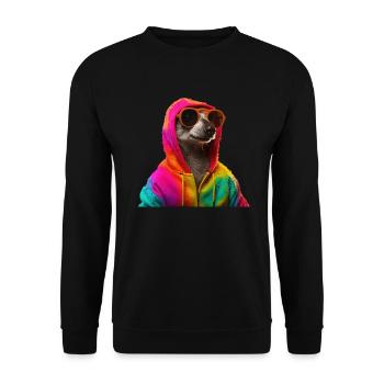 Suricate avec lunettes de soleil Animaux colorés et cool - Sweat-shirt Unisexe - noir - Devant - Alina (178cm) & Michal (187cm)